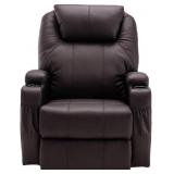 $719 HOMEROOTS 33" BROWN FAUX LEATHER POWER HEATED
