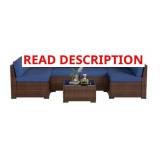 BROWN RATTAN WICKER OUTDOOR PATIO CONVERSATION SET
