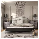 $554 BALLY METAL FRAME KING PLATFORM BED WITH BEIG