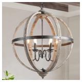 $500 6-LIGHT RUSTIC BRONZE WEATHERED WOOD FARMHOUS