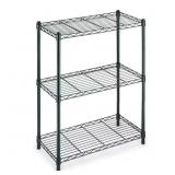 3-TIER STEEL WIRE SHELVING UNIT IN BLACK (24 IN. W