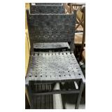 $447 SET OF 4 BLACK WOVEN LEATHER & SOLID WOOD DIN