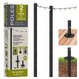 $121 TWO 10FT. OUTDOOR STRING LIGHT POLES WITH 50-