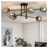 DDLLDESHI 6-LIGHT GLASS GLOBE SPUTNIK CHANDELIER M