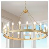 $200 GOLD WAGON WHEEL CHANDELIER 40 , 20-LIGHT FAR