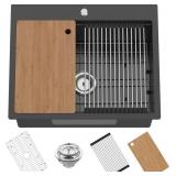 $155 BLACK 25X20IN KITCHEN SINK WORKSTATION-STAINL