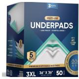 50 PACK DISPOSABLE BED PADS 36 X 36 INCHES, SUPER