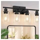 INDOI 4-LIGHT BATHROOM LIGHT FIXTURES, MATTE BLACK