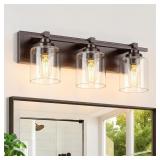 MODERN BATHROOM LIGHT FIXTURES OVER MIRROR, VANITY