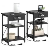END TABLES SET OF 2 WITH CHARGING STATION USB PORT