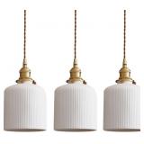 $166 CERAMIC PENDANT LIGHT FIXTURE SET OF 3, DOME