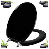 BLACK ROUND TOILET SEAT NATURAL WOOD TOILET SEAT W