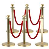 6 PCS STAINLESS STEEL STANCHION POST,5FT RED VELVE