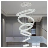 $300 FINKTONGLAN 6-RING CRYSTAL LED CHANDELIER, CO
