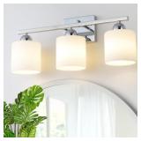 MECGIRN STAINLESS STEEL MILK GLASS VANITY LIGHTS F