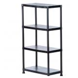 4-TIER PLASTIC GARAGE STORAGE SHELVING UNIT IN BLA