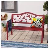 $148 2-PERSON RED METAL FRAME OUTDOOR PATIO BENCH