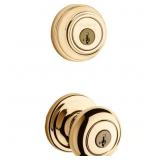 KWIKSET SMARTKEY JUNO POLISHED BRASS DEADBOLT AND