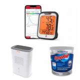 BLUETOOTH HYGROMETER THERMOMETER, 4 PINT DEHUMIDIF