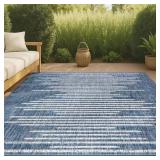 $120 ZOLAK BERBER STRIPE GEOMETRIC BLUE/IVORY 8 FT