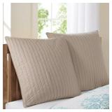 CAMILA TAUPE 26 IN. X 26 IN. COTTON QUILTED EURO S