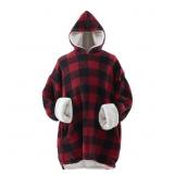 RED CHECK DESIGN UNISEX OVERSIZED PULLOVER WEARABL
