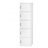 5-SHELF, 59 IN. H WHITE WOODEN BOOKCASE WITH DOORS