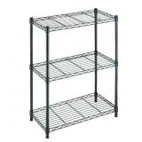 3-TIER STEEL WIRE SHELVING UNIT IN BLACK (24 IN. W
