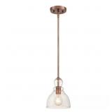 FIONA 1-LIGHT WASHED COPPER MINI PENDANT WITH CLEA