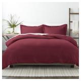 PERFORMANCE BURGUNDY QUEEN 3-PIECE DUVET COVER SET