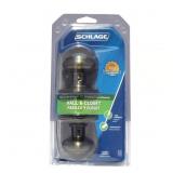 SCHLAGE GEORGIAN ANTIQUE BRASS PASSAGE LOCKSET 1-3