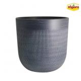 16 IN. DELANO LARGE BLACK CHARCOAL PLASTIC PLANTER