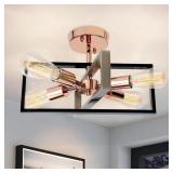 15 IN. 4-LIGHT ROSE GOLD MODERN SEMI FLUSH MOUNT