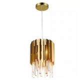 MODERN 1-LIGHT GOLD PENDANT WITH TIERED UNIQUE CRY