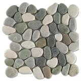 $11160 180SF AQUA TONE PEBBLE MOSAIC, TUMBLED STON
