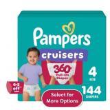 PAMPERS CRUISERS 360 BABY DIAPERS SIZE 4, 144 COUN