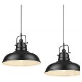$186 ZEYU BLACK PENDANT LIGHTING, 2 PACK HANGING K