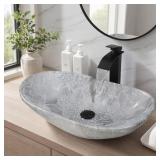 $139 CERAMIC 24X14 INCH VESSEL SINK WITH FAUCET AN