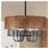 FARMHOUSE DRUM CHANDELIER FOR DINING ROOM, 18" RUS