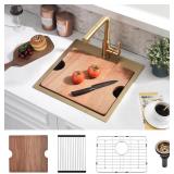 $123 21X20 INCH DROP IN BAR SINK - 16 GAUGE GOLD S