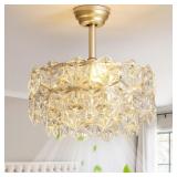 $125 SYDACG 20" GOLD CRYSTAL FANDELIER CEILING FAN