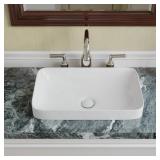 BATHROOM SINK 19"X12", WHITE RECTANGULAR SEMI-RECE