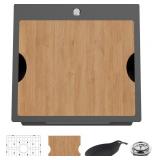 $133 BLACK KITCHEN SINK WORKSTATION,21X20 IN STAIN