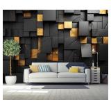 $137 BLACK AND GOLD 3D WALLPAPER BEDROOM ABSTRACT