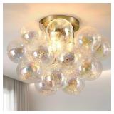 $210 GOLD SEMI FLUSH MOUNT BUBBLE CHANDELIER LIGHT