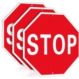 LARGE STOP SIGN, 3 PACK 24 X 24 INCHES HIGH INTENS