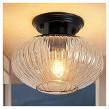 SEMI FLUSH MOUNT CEILING LIGHT, BLACK VINTAGE KITC