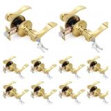 GOLD WAVE STYLE DOOR HANDLES WITH LOCK AND KEY (KE