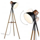 ELYONA DIMMABLE TRIPOD FLOOR LAMP WITH TABLE, WOOD