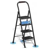 4 STEP LADDER, FOLDING STEP STOOL WITH WIDE ANTI-S